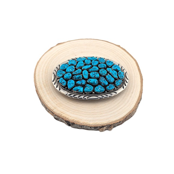 Other - Vintage Native American Turquoise Nugget Cluster Belt‎ Buckle Fits 1" Belt**